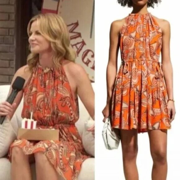 NWT A.L.C. Orange Bella Silk Halter Mini Dress Size 2 Lined $495 - Picture 1 of 7